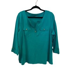 Allison Daley teal 3/4 sleeve shirt, Size 1x